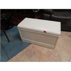 VINTAGE CEDAR LINED HOPE CHEST - PAINTED SHABBY SHEEK- WITH DRAWER AT BOTTOM AND FULL TRAY INSIDE - 