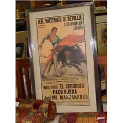FRAMED AUTHENTIC VINTAGE POSTER - MATADOR