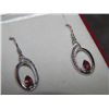 Image 1 : EARRINGS - NEW - GARNET EARRING SET WITH DIAMONDS - STERLING SILVER SETTING - FRENCH HOOK - SUGGESTE