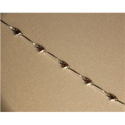 BRACLET - HEART-SHAPE GARNET STERLING SILVER BRACELET - GENUINE STONES