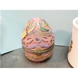 FABERGE EGG STYLE HINGED TRINKET BOX