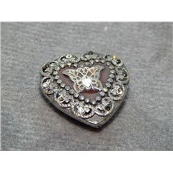 LOCKET - SET WITH ASSORTED GEMS AND RHINESTONES BUTTERFLY IN CENTER