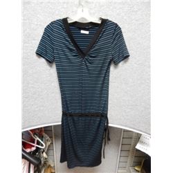 DRESS WOMANS - IMIDGE - BLACK AND BLUE STRIPPED DRESS- SIZE 38