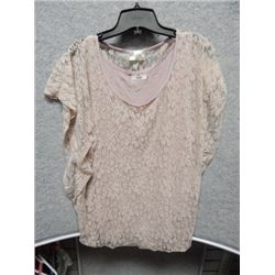 SHIRT WOMANS - LAVISH - DOUBLE LAYER PINK LACE TOP - SIZE L