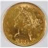 Image 1 : 1885 $5 GOLD LIBERTY - BU -  VERY PRETTY
