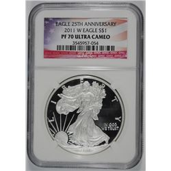 2011-W AMERICAN SILVER EAGLE NGC PF 70 ULTRA CAMEO - 25th ANNIVERSARY EAGLE