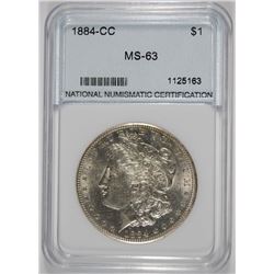 1884-CC MORGAN SILVER DOLLAR NNC GRADED GEM BU+