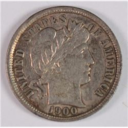 1900 BARBER DIME AU
