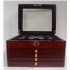 Image 1 : CHEERY WOOD DISPLAY BOX for QUARTERS - EMPTY - HINGED BOX