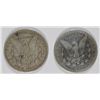 Image 2 : 2 MORGAN SILVER DOLLARS; 1892-S DAMAGED OBV & 1901-O FINE
