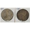 Image 1 : 1884 & 1885 MORGAN SILVER DOLLARS - FINE / VF small rim ding  1885