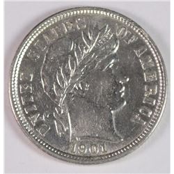 1901 BARBER DIME BU