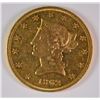 Image 1 : 1862 $10 GOLD LIBERTY CH AU