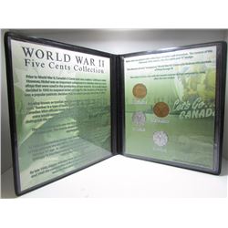 World War II Five Cents Collection - 4 Canadian 5 Cent Nickel Coins
