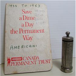 Vintage Steel Dime Bank & Canada Permanent Trust Coin Saver