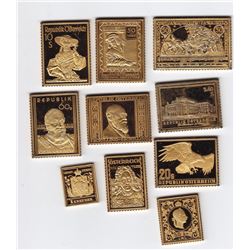 10 Gold Plated Sterling Silver Austrian Stamps - 206.25 Grams ASW