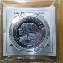 2014 Canada $10 Fine Silver Coin - Grizzly Bear - By RCM