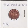 Image 1 : 1965 Canada Small-Cent Penny Coin - Double Date Variant - High Grade, Red