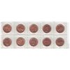 Image 1 : 1963 Canada 1-Cent BU Red Coin Sheet - 10 Coins