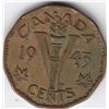 Image 1 : 1943 Canada 5-Cent Nickel Coin - Significant Die Crack On Obverse - Very Dramatic