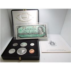 1967 Canada Coin Set In Original Box & Commemorative Bank Of Canada $1 Note (No Gold Coin)