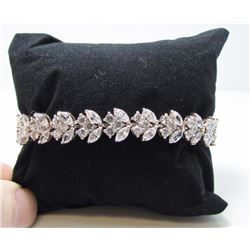 Beautiful Sterling Silver & Cubic Zirconia Fashion Bracelet - Very Showy