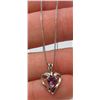 Image 1 : Sterling Silver Amethyst & Diamond Heart Pendant On 18" Chain