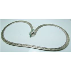 Reversible Sterling Silver Wide Herringbone Necklace - 26"