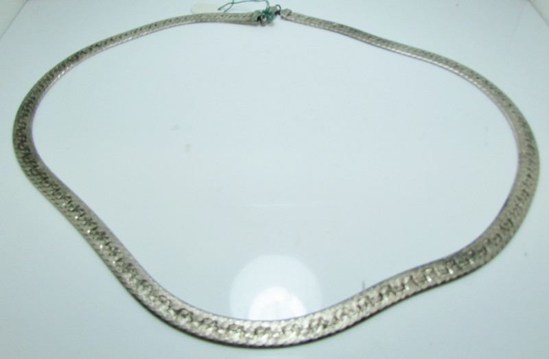 Reversible Sterling Silver Wide Herringbone Necklace 26"