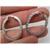 Image 1 : 18 Kt White Gold Greek Key Satin Designed Oval Hoop Earrings