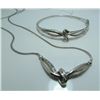 Image 1 : Sterling Silver & Diamond Love Knot & Bangle Set