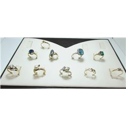 Estate Lot Of 10 Kt Fashion Rings - Assorted Sizes & Stones