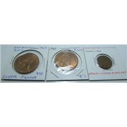 3 UK - Great Britain - Penny Coins - All With Clipped Planchets