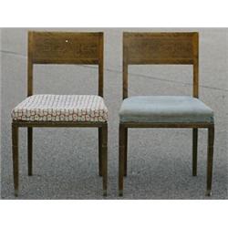 1 par stolar i björk med intarsia i olika träslag, H 82, mindre slitage. SEK 2.500-3.000...