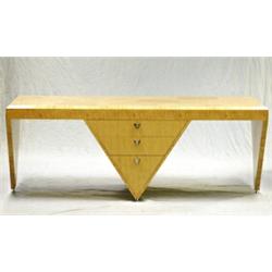 Skrivbord, design Klaus Wettergren, Danmark, masurbjörk, L 195, B 80, H 73, enligt uppgift endast...