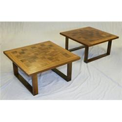 Soffbord, 2 stycken, palisander, H 40, skiva 80x80, bricka: France och sön Denmark, mindre repor....