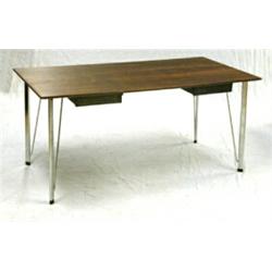 Skrivbord, palisander och stål, Arne Jacobsen för Fritz Hansen Danmark, H 71, skiva 80x152, färgd...