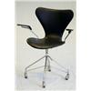 Kontorsstol, skinn och stål, Arne Jacobsen för Fritz Hansen Danmark, H 81, etikett: Danish furnit...