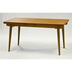 Matbord med två iläggsskivor, teak, Hans Wegner, H 72, skiva 90x140, brännmärkt: Danish furniture...