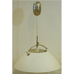 Pendel,  Wegnerpendel , vit metall med kromstativ, H 75, diam. 52 Hans Wegner för Louis Poulsen,...