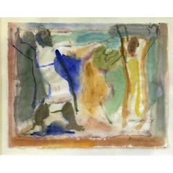 Akvarell, Lennart Rosensohn, "Rituell dans", 25x32, sign. Rosensohn 82. SEK 2.500-3.000...