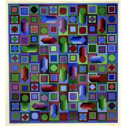 Färglitografi, Victor Vasarely, 71x65, sign. Vasarely EA V/XXX. SEK 2.000-2.500...