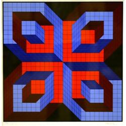 Färglitografi, Victor Vasarely, 65x65, sign. Vasarely 199/250. SEK 2.000-2.500...