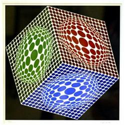 Färglitografi, Victor Vasarely, 53x53, sign. Vasarely 178/250. SEK 1.500-2000...