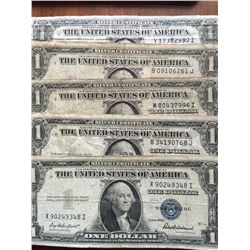 $1 silver certificates 5notes