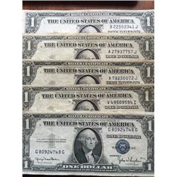 $1 silver certificates 5notes