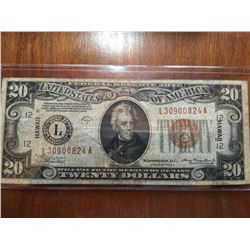 1934-A $20 Federal Reserve Hawaii Note