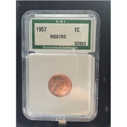 1957 Lincoln Wheat cent MS67RD