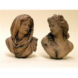 Albert Carrier-Belleuse. A pair of busts emblematic of Summer and Winter, the maidens looking to...