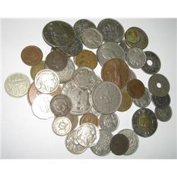 50 TOTAL COINS INCLUDES WORLD & U.S. INCLUDING INDIAN HEAD CENTS/BUFFALO NICKELS & MORE!!